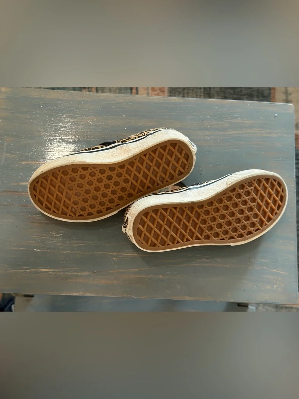 Vans Kids Slip-On Sneakers in Leopard Print Tan and Black
